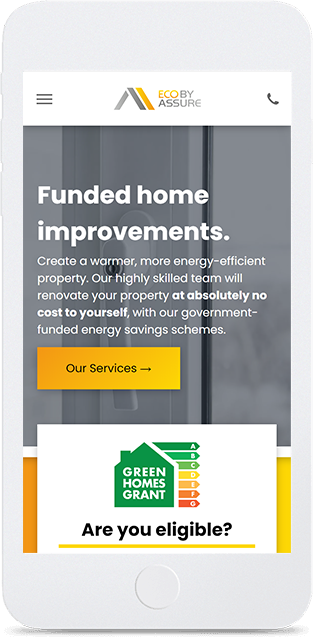 Mockup of the Eco by Assure website on mobile designed by Red Robin Creative